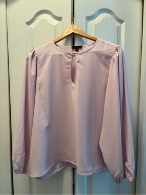 J. Crew Pale Lavender Keyhole Long-Sleeve Blouse